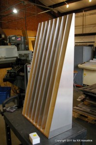 The Acoustic Ramp™ V1.0 The Acoustic Ramp™ V1.0 front view on the bench at Redco's machine shop